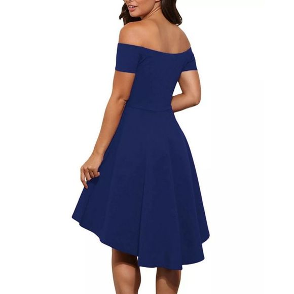 High Low Hem Off Shoulder Short Dress Party Cockta - Picture 2 of 7